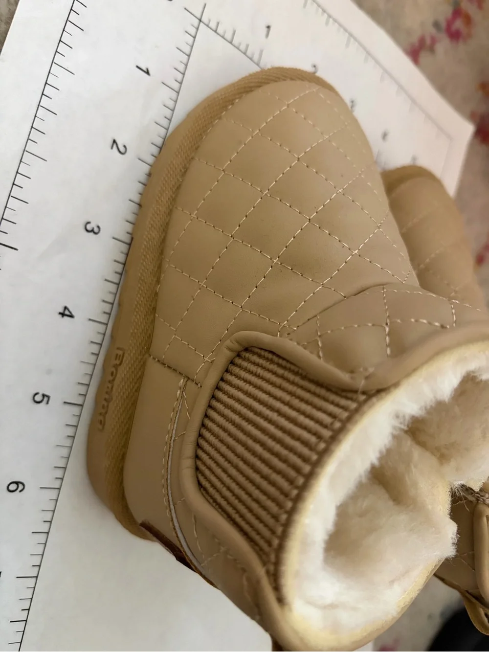 Quilted Faux-Shearling Lined Toddler Boots - Tan
